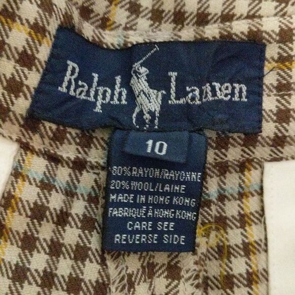 Ralph Lauren wool blend high waisted pleated plaid cuffed shorts women's size 10 - Picture 6 of 12